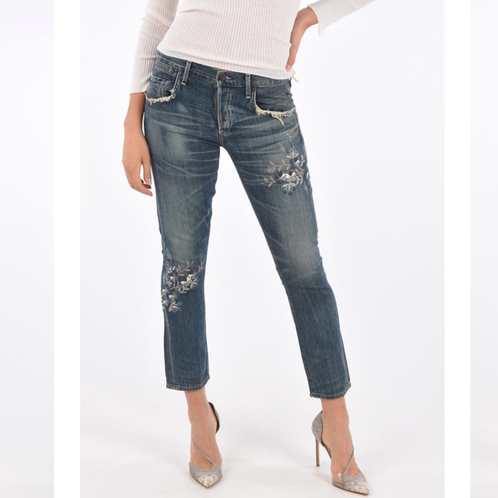 Citizens Of Humanity Emerson Slim Boyfriend Embroidered Jeans Size 28
